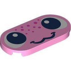 LEGO part 66857pr0001 Tile Round 2 x 4 with print in Light Purple/ Bright Pink