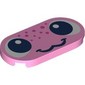 Tile Round 2 x 4 with Face, Dark Pink Spots print