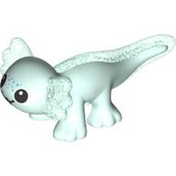 LEGO part 114542pat0001 Animal, Axolotl with Opal Trans-Blue Tail, Ears Pattern, Face print in Aqua/ Light Aqua