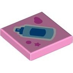 LEGO part 3068bpr0355 Tile 2 x 2 with print in Light Purple/ Bright Pink