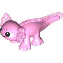 LEGO part 114542pat0002 Animal, Axolotl with Opal Trans-Pink Tail, Ears Pattern, Face print in Light Purple/ Bright Pink