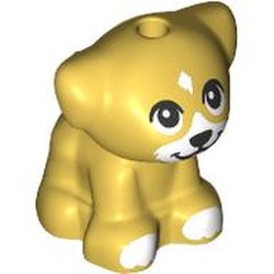 LEGO part 69901pr0011 Animal, Dog Pup with print in Ochre Yellow