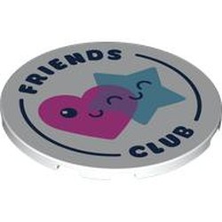 LEGO part 7212pr0004 Tile Round 6 x 6 with print in White