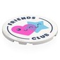Tile Round 6 x 6 with Dark Pink Heart, Bright Light Blue Star, Dark Blue 'FRIENDS FOREVER' print