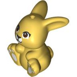 LEGO part 7687pr0002 Animal, Bunny, Sitting with print in Ochre Yellow
