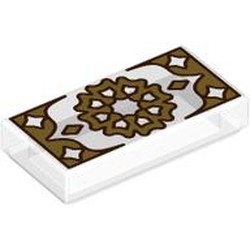 LEGO part 3069bpr0011 Tile 1 x 2 with print in Transparent/ Trans-Clear