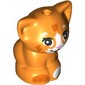 Animal, Cat, Kitten Sitting with White Face, White/Dark Orange Spots, Bright Pink Nose print