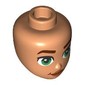 Minidoll Head, Reddish Brown Eyebrows, Green Eyes, Nougat Lips