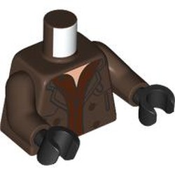 LEGO part 973c80h03pr0002 Torso, Dark Brown Arms, Black Hands with print in Umber Brown