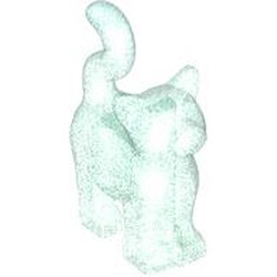 LEGO part 13786 Animal, Cat, Standing New Style [Plain] in Transparent Blue with Opalescence/ Satin Trans-Light Blue