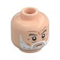 Minifig Head Gandalf, Dark Bluish Grey Eyebrows, White Beard, Wrinkles, Stern Stare, Raised Eyebrow