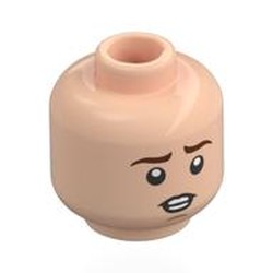 LEGO part 28621pr0114 Minifig Head with print in Light Nougat