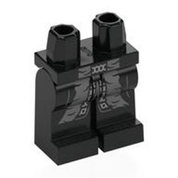 LEGO part 970c01pr0011 Hips and Yellow Legs with print in Black