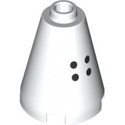 LEGO part 3942cpr0005 Cone 2 x 2 x 2, Open Stud with Black Dots print in White