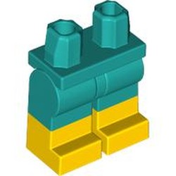 LEGO part 970c46pat01 Hips with Dark Turquoise Legs and Yellow Boots Pattern [PLAIN] in Bright Bluish Green/ Dark Turquoise