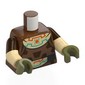 Torso Tunic, Dark Brown Markings, Tan Collar with Orange and Dark Turquoise Lines, Star, Black Belt with Tan Buckle print, Dual Molded Arms with Reddish Brown Sleeves Pattern, Tan Arms, Olive Green Hands