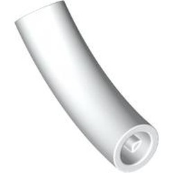 LEGO part 7324 Brick Round 1 x 1 D. Tube with 45° Elbow and Axle Holes (Crossholes) at Each End in White