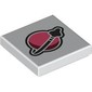 Tile 2 x 2 with Modern Classic Space Logo, Pink/Dark Red Planet print