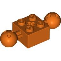 LEGO part 17114 Technic Brick Special 2 x 2 with 10.2mm Balls with Holes and Axle Hole in Reddish Orange