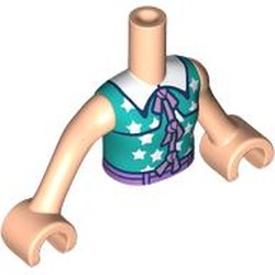 LEGO part 92456c01pr0050 Minidoll Torso Girl with Light Nougat Arms and Hands with print in Light Nougat