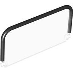 LEGO part 115551pat0001 Windscreen 9 x 5 with Black Double Curved Bar pattern in Transparent/ Trans-Clear