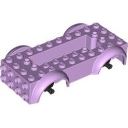 LEGO part 12622c03 Vehicle Base 4 x 10 x 2 1/2 with Mudguards, Wheel Pins and 6 x 2 Centre Recess with 3 Holes, Black Wheel Holders in Lavender