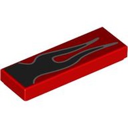 LEGO part 63864pr0014 Tile 1 x 3 with print in Bright Red/ Red