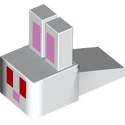 LEGO part 35525pr0006 Animal Body Part, Rabbit Head Blocky with print in White