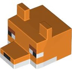 LEGO part 7709pr0001 Animal Body Part, Fox Head Blocky with print in Bright Orange/ Orange