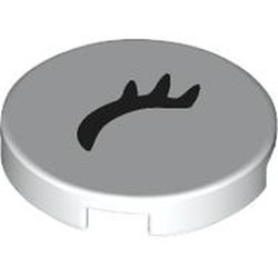 LEGO part 14769pr0025 Tile Round 2 x 2 with print in White