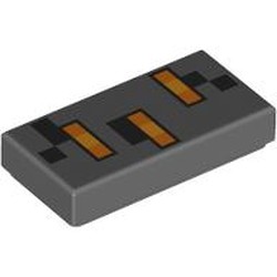 LEGO part 3069bpr0216 Tile 1 x 2 with print in Dark Stone Grey / Dark Bluish Gray