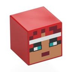 LEGO part 19729pr0101 Minifig Head Special, Cube with print in Bright Red/ Red