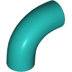 LEGO part 25214 Brick Round 1 x 1 diameter Tube with 90 Degree Elbow (2 x 2 x 1) and Axle Holes (Crossholes) at each end in Bright Bluish Green/ Dark Turquoise