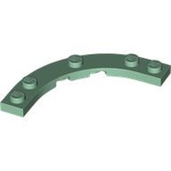LEGO part 80015 Plate Round Corner 5 x 5 with 4 x 4 Round Cutout in Sand Green