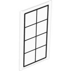 LEGO part 57895pr0026 Glass for Window 1 x 4 x 6 with print in Transparent/ Trans-Clear