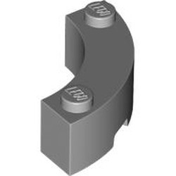 LEGO part 5152 Brick Round Corner 3 x 3 Macaroni with 2 Studs in Medium Stone Grey/ Light Bluish Gray