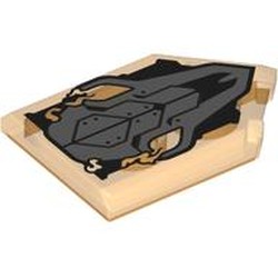 LEGO part 22385pr0159 Tile Special 2 x 3 Pentagonal with print in Transparent Bright Orange/ Trans-Orange