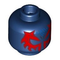 LEGO part 28621pr0033 Minifig Head with print in Earth Blue/ Dark Blue