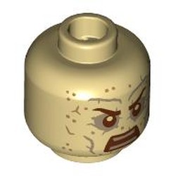 LEGO part 28621pr0030 Minifig Head with print in Brick Yellow/ Tan