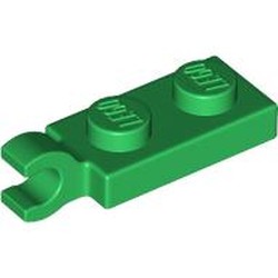 LEGO part 63868 Plate Special 1 x 2 with Clip Horizontal on End in Dark Green/ Green