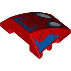 LEGO part 64225pr0013 Wedge Curved 4 x 3 No Studs with print in Bright Red/ Red