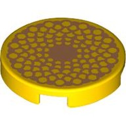 LEGO part 14769pr0170 Tile Round 2 x 2 with print in Bright Yellow/ Yellow