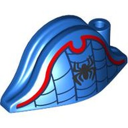 LEGO part 2528pr0018 Hat Pirate Bicorne (Admiral) with print in Bright Blue/ Blue