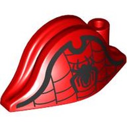 LEGO part 2528pr0016 Hat Pirate Bicorne (Admiral) with print in Bright Red/ Red