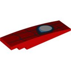 LEGO part 42918pr0006 Slope Curved 8 x 2 No Studs with print in Bright Red/ Red