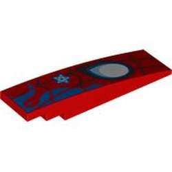 LEGO part 42918pr0002 Slope Curved 8 x 2 No Studs with print in Bright Red/ Red