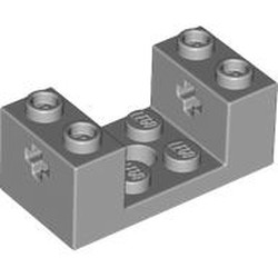 LEGO part 67446 Brick Special 2 x 4 x 1 1/3 with Axle Holes and 2 x 2 Recessed and Hole in Medium Stone Grey/ Light Bluish Gray