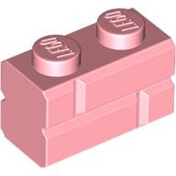 LEGO part 98283 Brick Special 1 x 2 with Masonry Brick Profile in Warm Pink