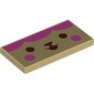 Tile 2 x 4 with Dark Brown Face, Dark Pink Cheeks, Hair print