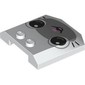 Slope Curved 4 x 4 x 2/3 Triple Curved with 2 Studs with Light Bluish Grey Cat Face, Black Eyes, Bright Pink Nose print